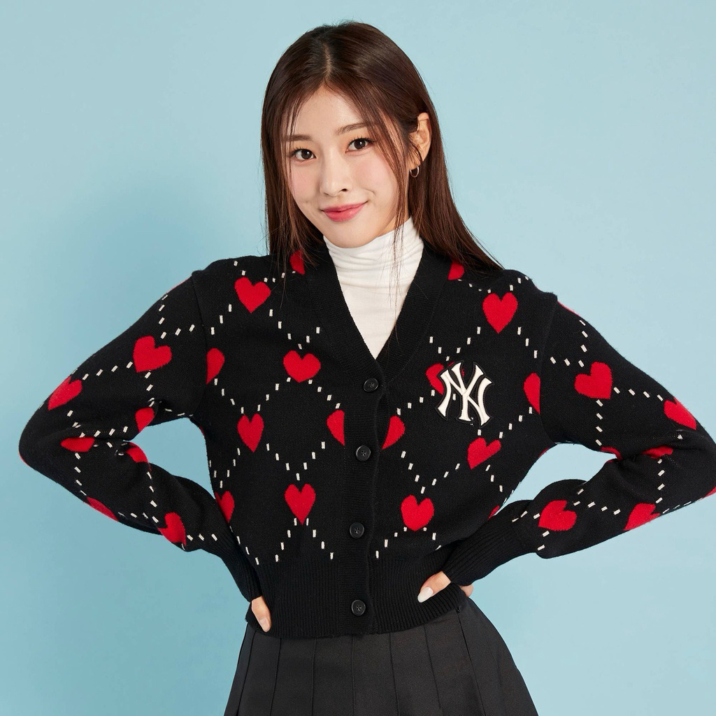 [ORIGINAL] Cardigan Women MLB All Over Heart | MLB Heart pattren knit cardigan | Atasan wanita | Car