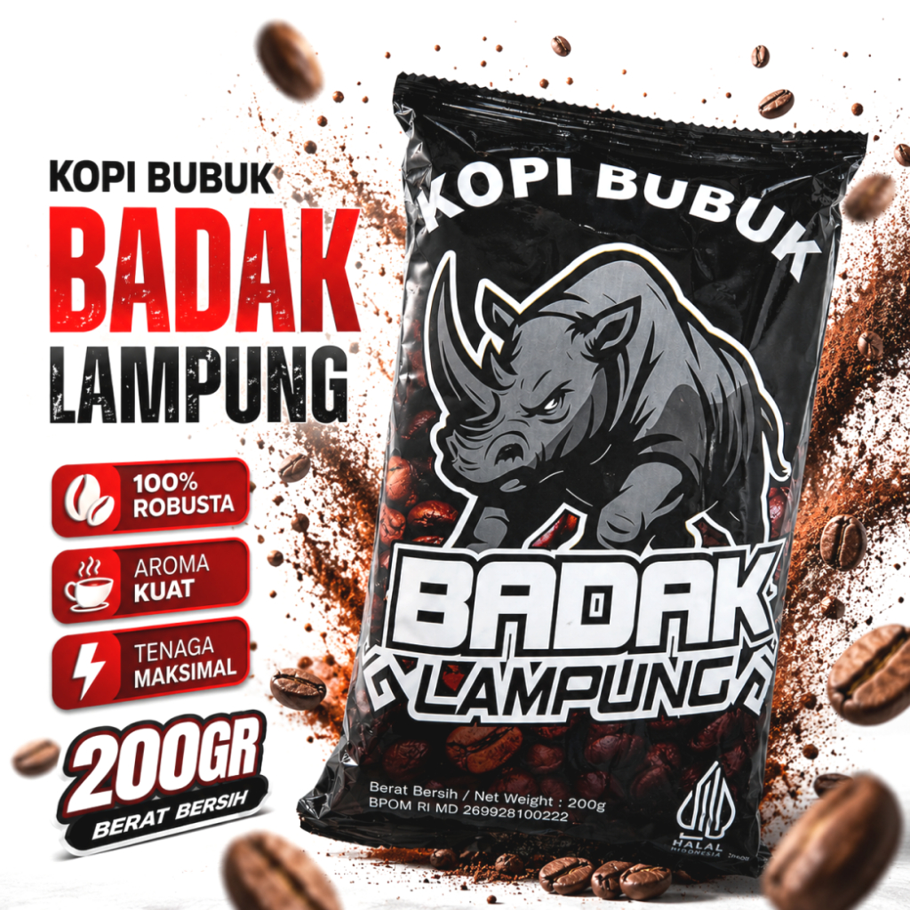 PROMO Kopi Bubuk Badak Lampung Asli Kopi Bubuk Robusta Original Isi 200 gram