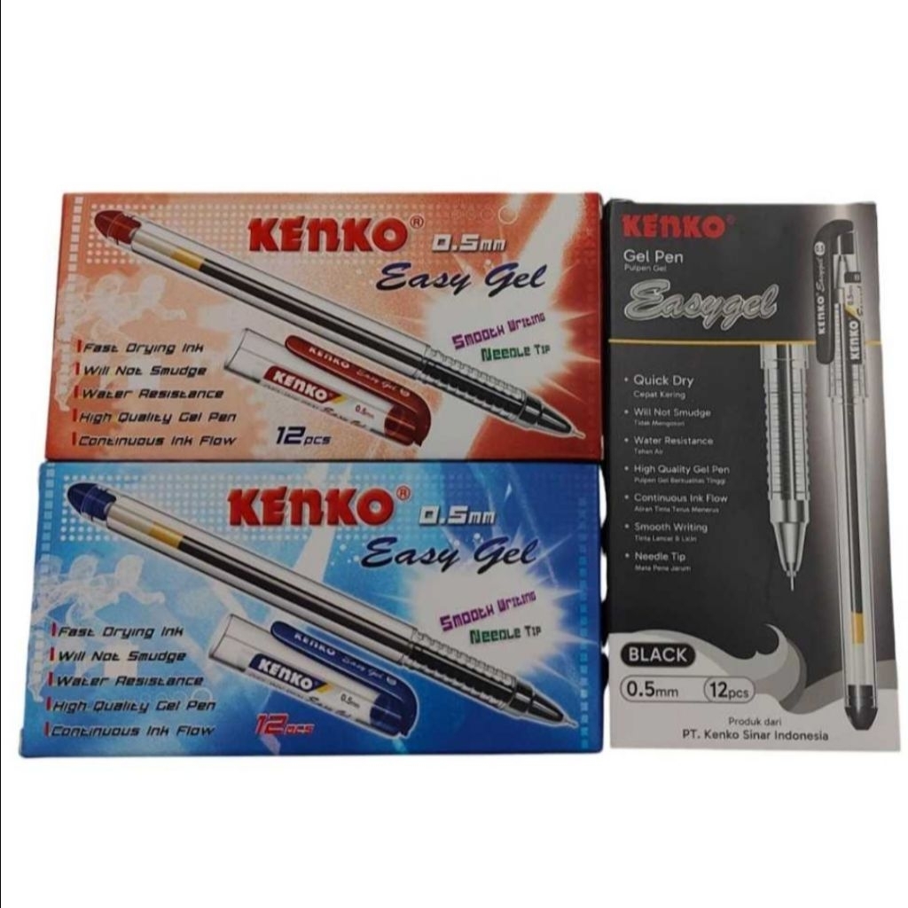 PENA KENKO EASY GEL HITAM/BIRU/MERAH