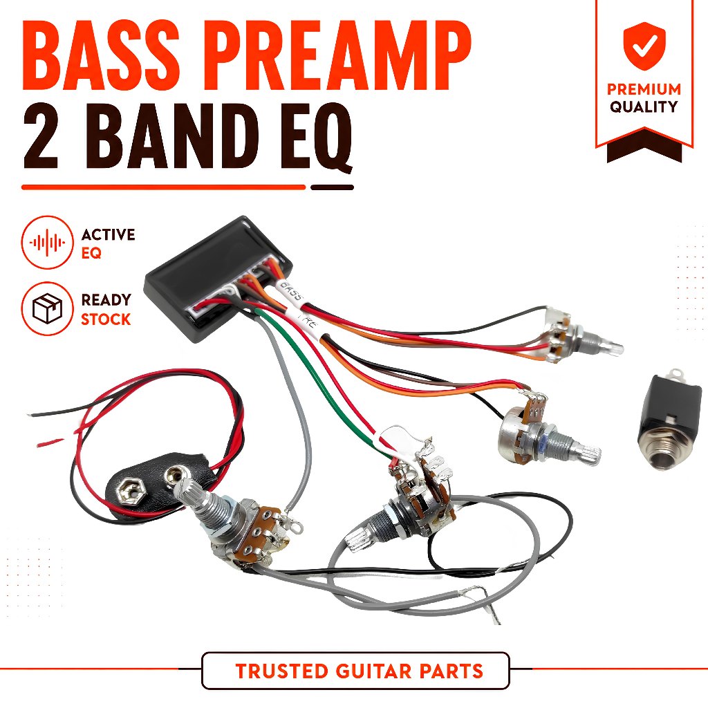 Preamp Bass 2 Band EQ Active | Tone Control Treble Bass Volume untuk Gitar Bass Elektrik