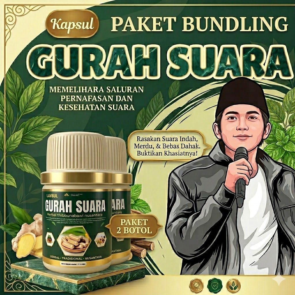PAKET ISI 2 BOTOL KAPSUL GURAH.GURAH SUARA HERBAL.GURAH KAPSUL.PEMERDU SUARA