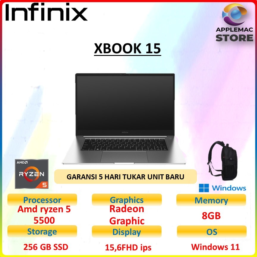 Infinix Xbook 15 Ryzen 5 5500U 8GB 256GB Win 11 15.6 FHD Ips