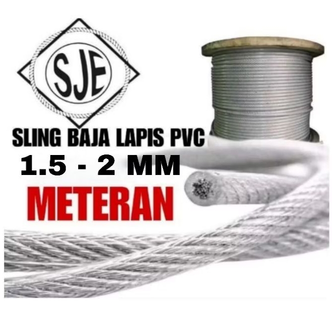 sling baja lapis pvc 2mm / seling baja lapis pvc 2mm / kawat baja lapis pvc 2mm / sling baja 2mm lap
