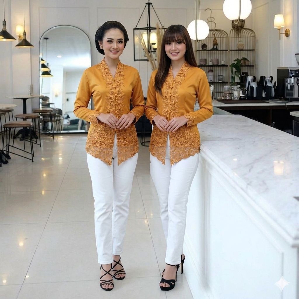 {1522} Atasan Kebaya Encim Bordir Senada - Atasan Kebaya Encim Modern / Kebaya Encim Warna Polos Sen
