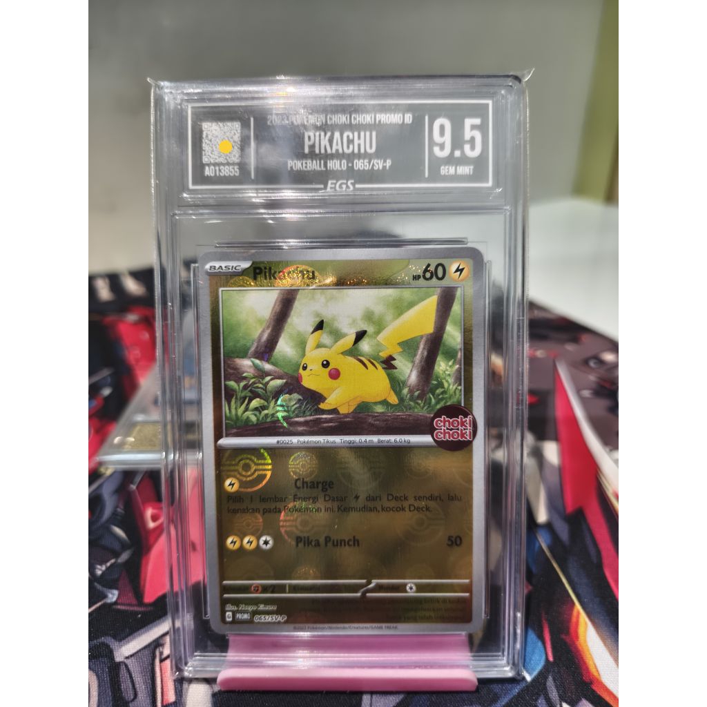 Kartu Pokemon Pikachu Choki Choki Pokeball Holo Indonesia - EGS 9.5