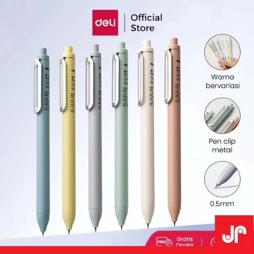DELI PULPEN GEL PEN 0.5mm G338-BK / PULPEN DELI GEL PEN 1PCS/ PULPEN LINFINI DELI