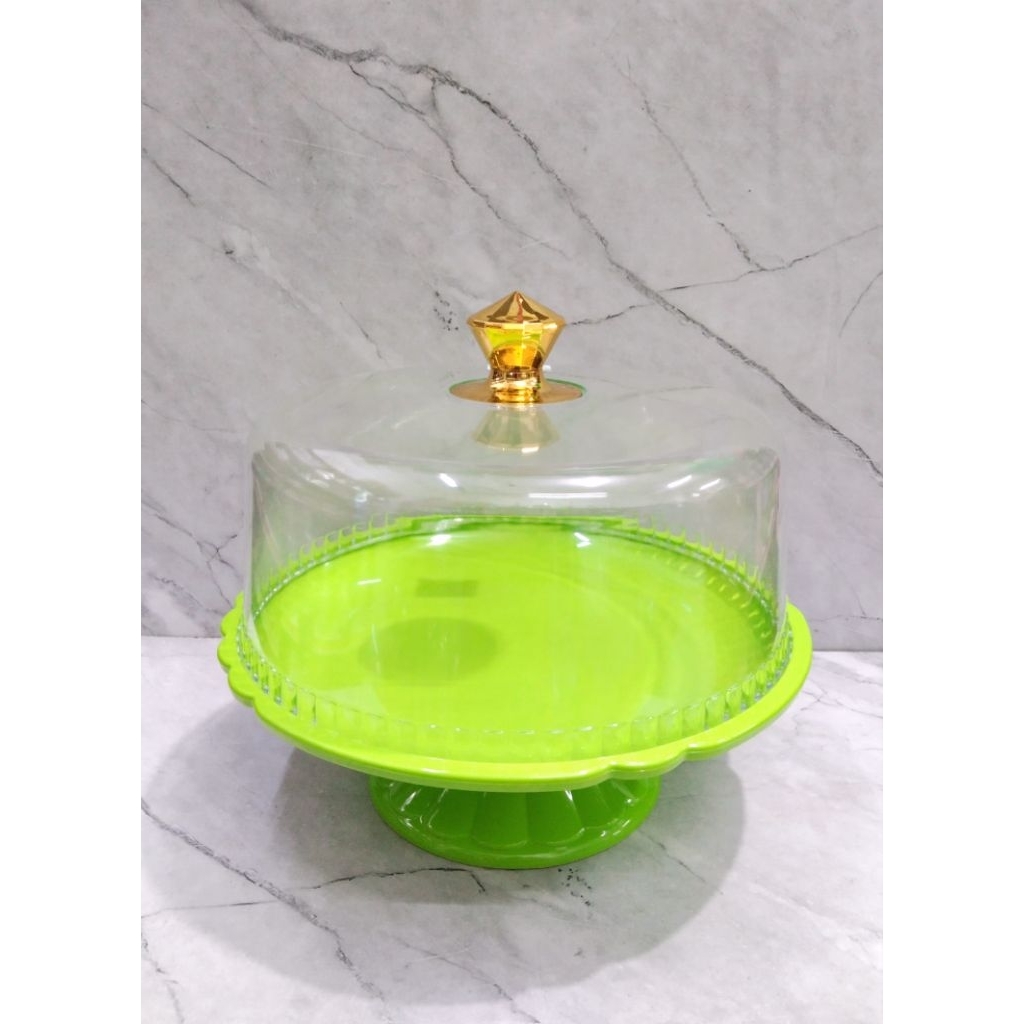 TEMPAT KUE AKRILIK GOLDEN SUNKIST 32 CM TK 1002 / TEMPAT BOLU / TEMPAT BUAH POTONG - GOLDEN SUNKIST