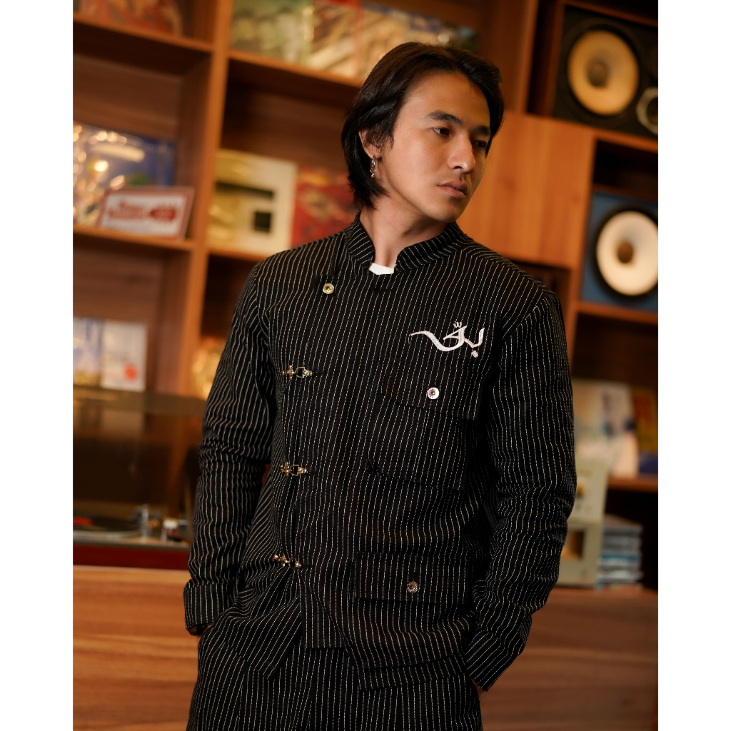 Bawwa Santai  - Kemeja DENIM WABASH  STRIPE wash BLACK SALUR | Series SIRAJ  | Kemeja FIREMAN CLASP|