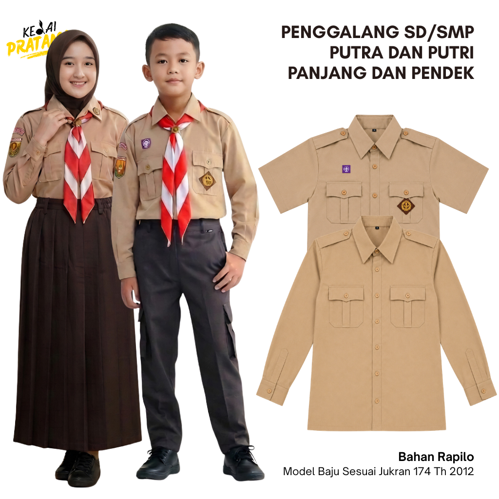 Seragam Pramuka PDH Penggalang Pendek Panjang Rapilo Putra Putri Premium