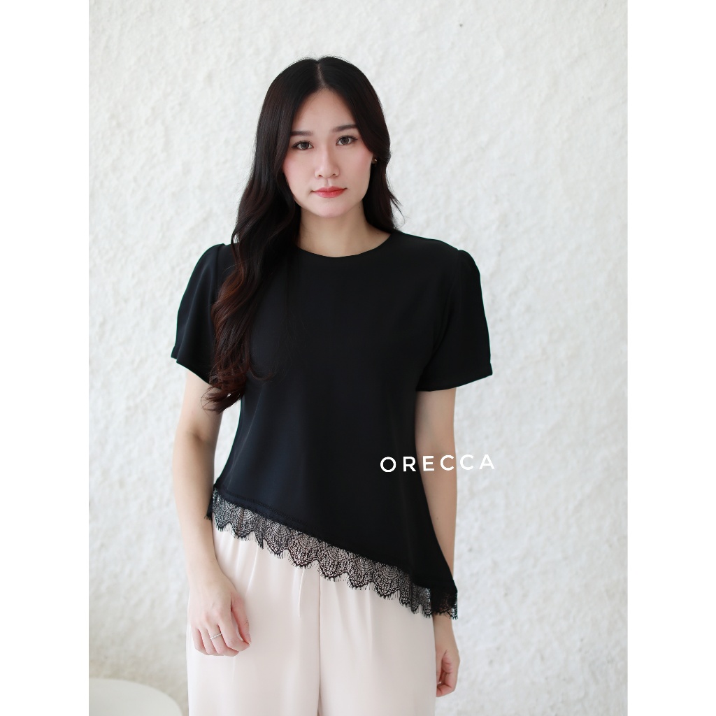 ORECCA - Ophelia Atasan Wanita Lengan Pendek Lace Renda