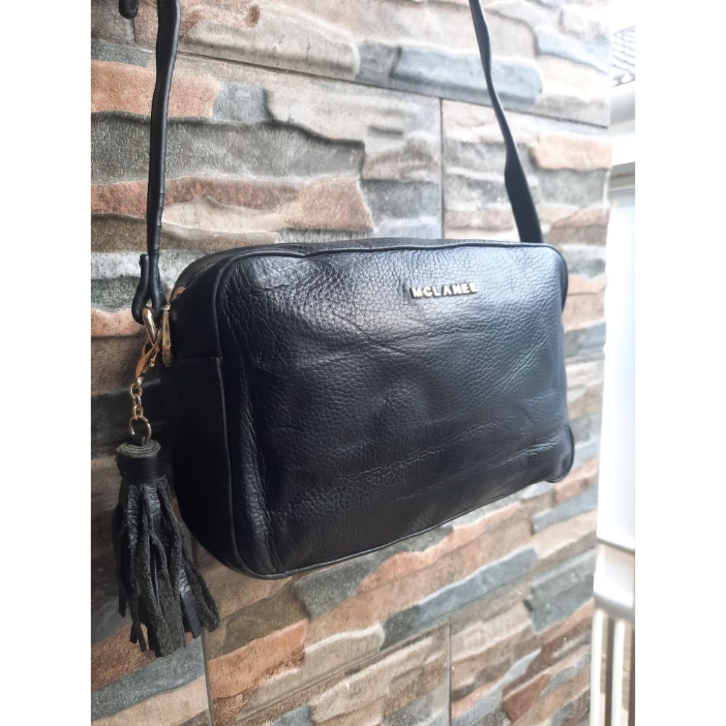 Sling Bag Kulit Hitam McLanee - Branded Original Kulit Asli