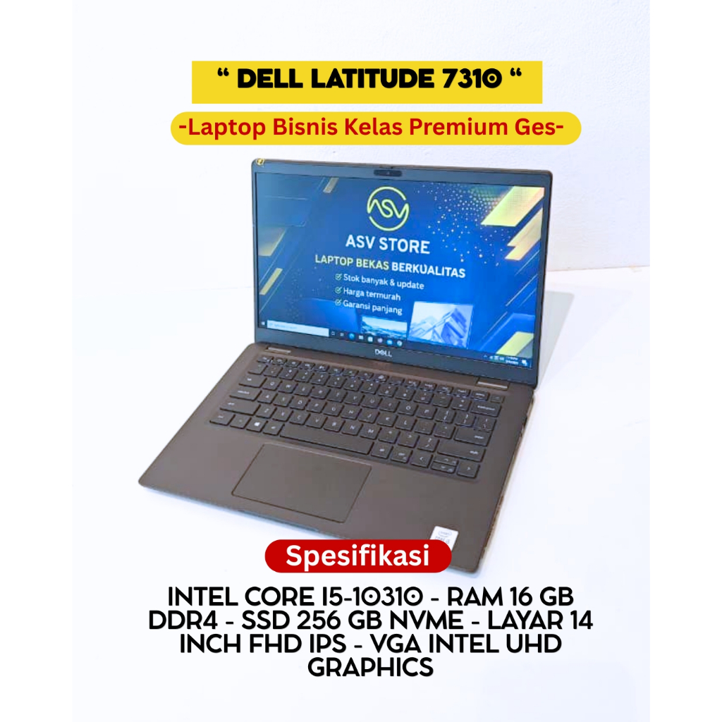 DELL LATITUDE 7310 CORE I5 10310U RAM 16GB SSD 256GB LAPTOP 14 INCH EDITING RENDERING MULTITASKING O