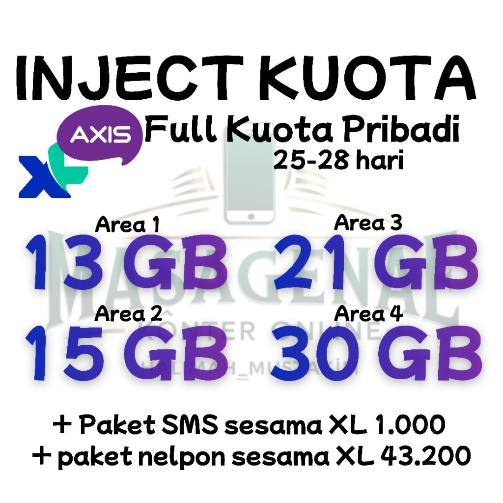 Kuota XL Gift isi ulang XL big kuota 13 GB ~ 30 GB 28 hari | paket akrab mini xl