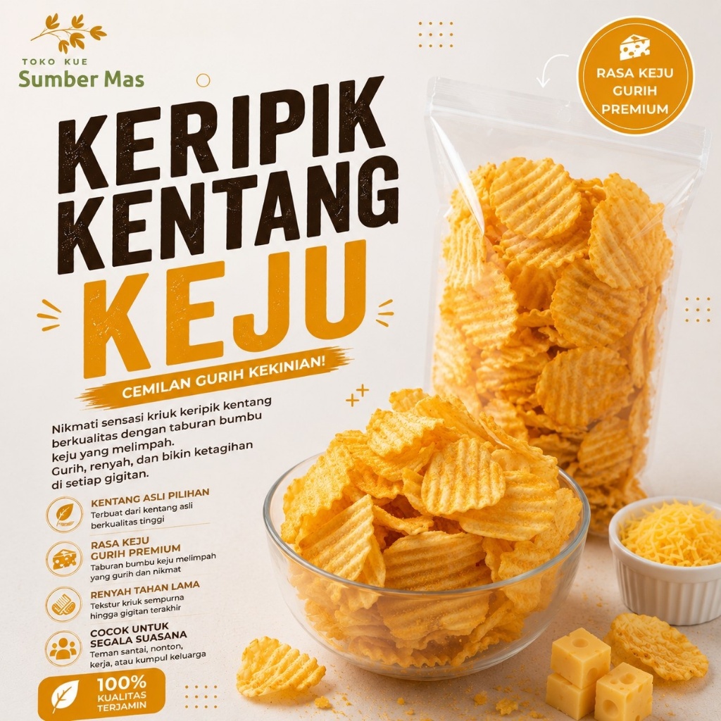 KERIPIK KENTANG KEJU 500GR / KRIPIK KENTANG / KERIPIK KENTANG ORIGINAL / CAMILAN KENTANG /
