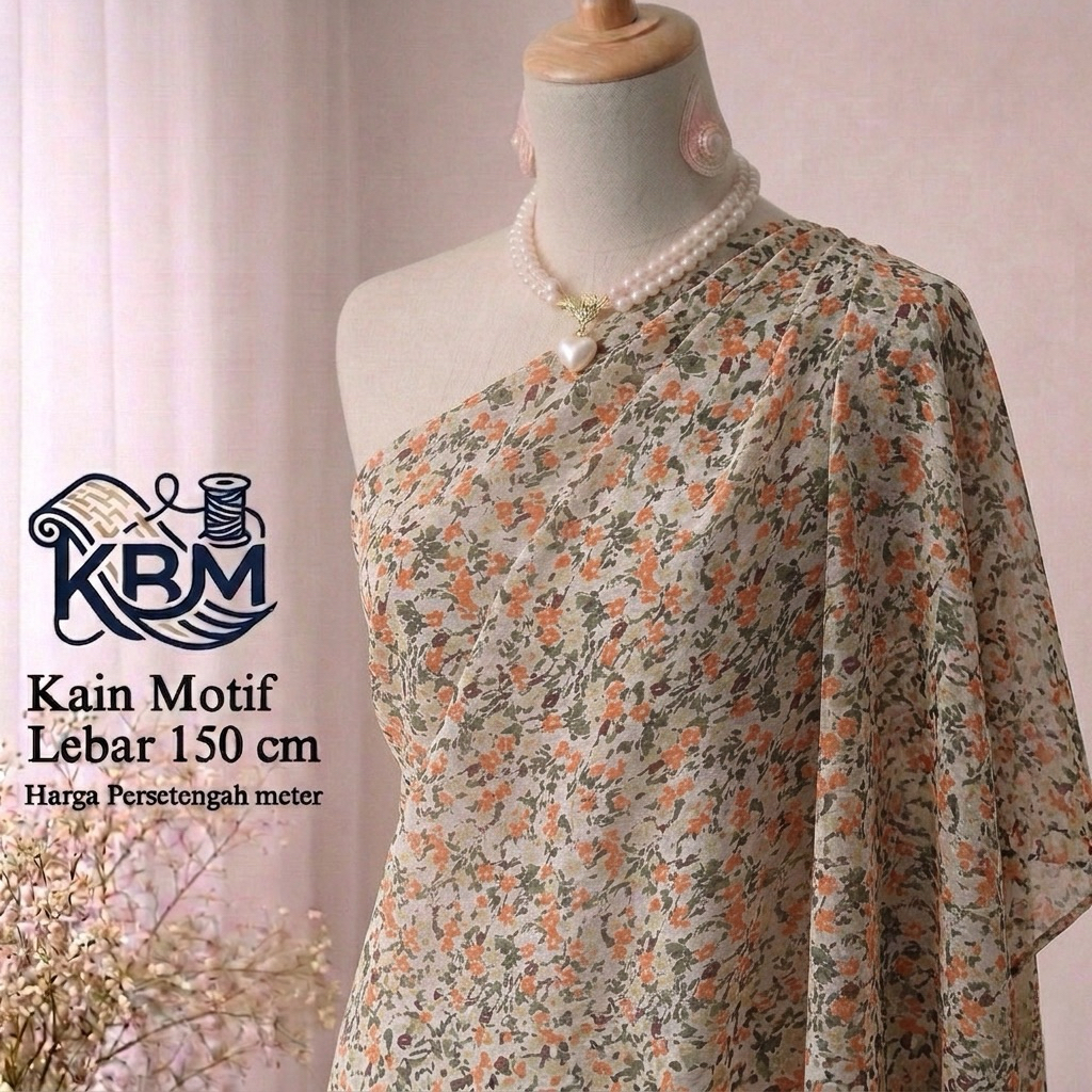 Kain Ceruty Yoryu Premium - kain ceruti motif bunga - kain ceruty motif - kain bahan motif - bahan m