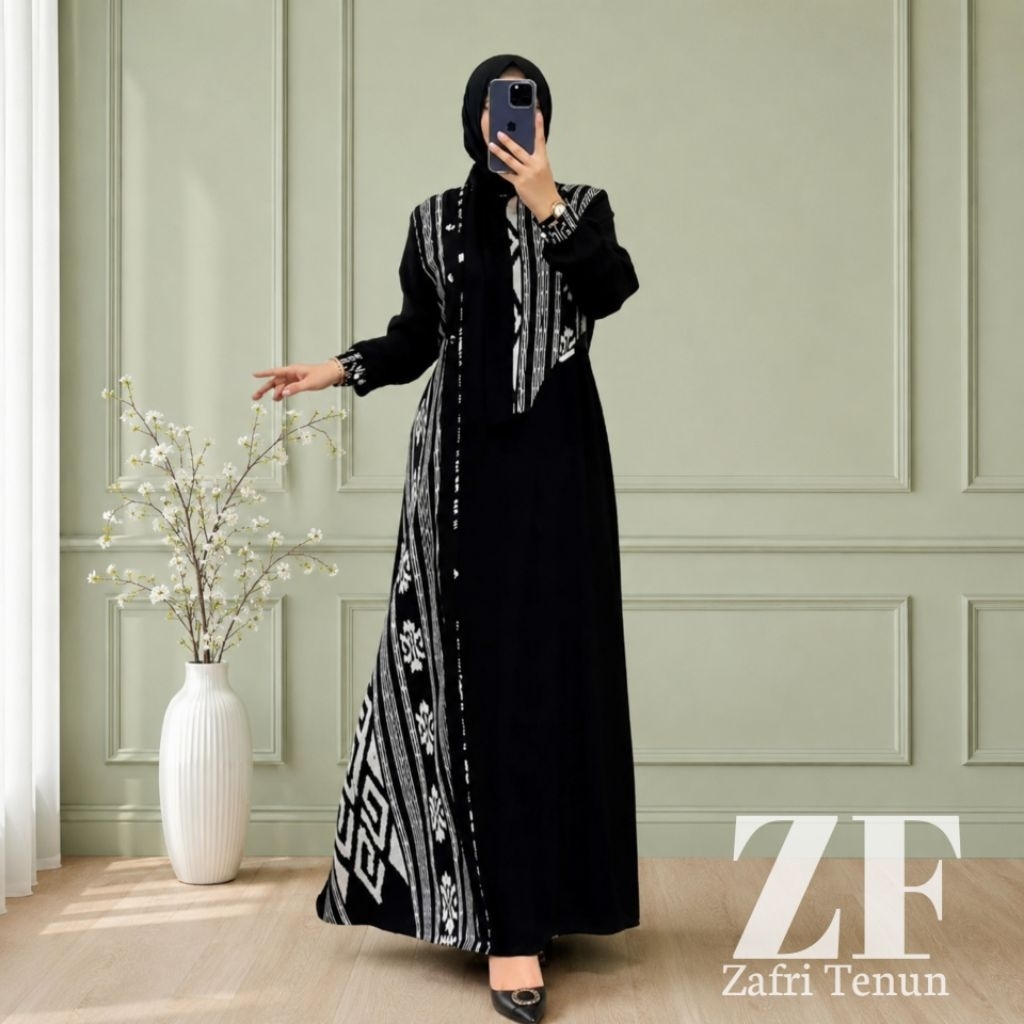 BAJU TENUN COUPLE ABAYA GAMIS JUMBO MODERN | BAJU TENUN SIMPLE ELEGAN PASANGAN  KONDANGAN PREMIUM