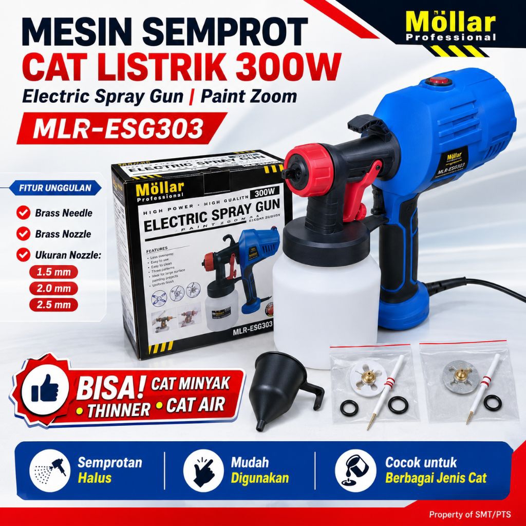 Spraygun Listrik Elektric Spray Gun MOLLAR ESG303 Nozel Kuningan Spray Gun Cat Minyak
