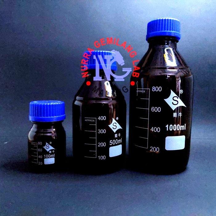 Botol Reagent Gelap Tutup Plastik Ukuran 900 ml - 1000 ml | Botol Kultur | Botol Sampel | Botol Kaca