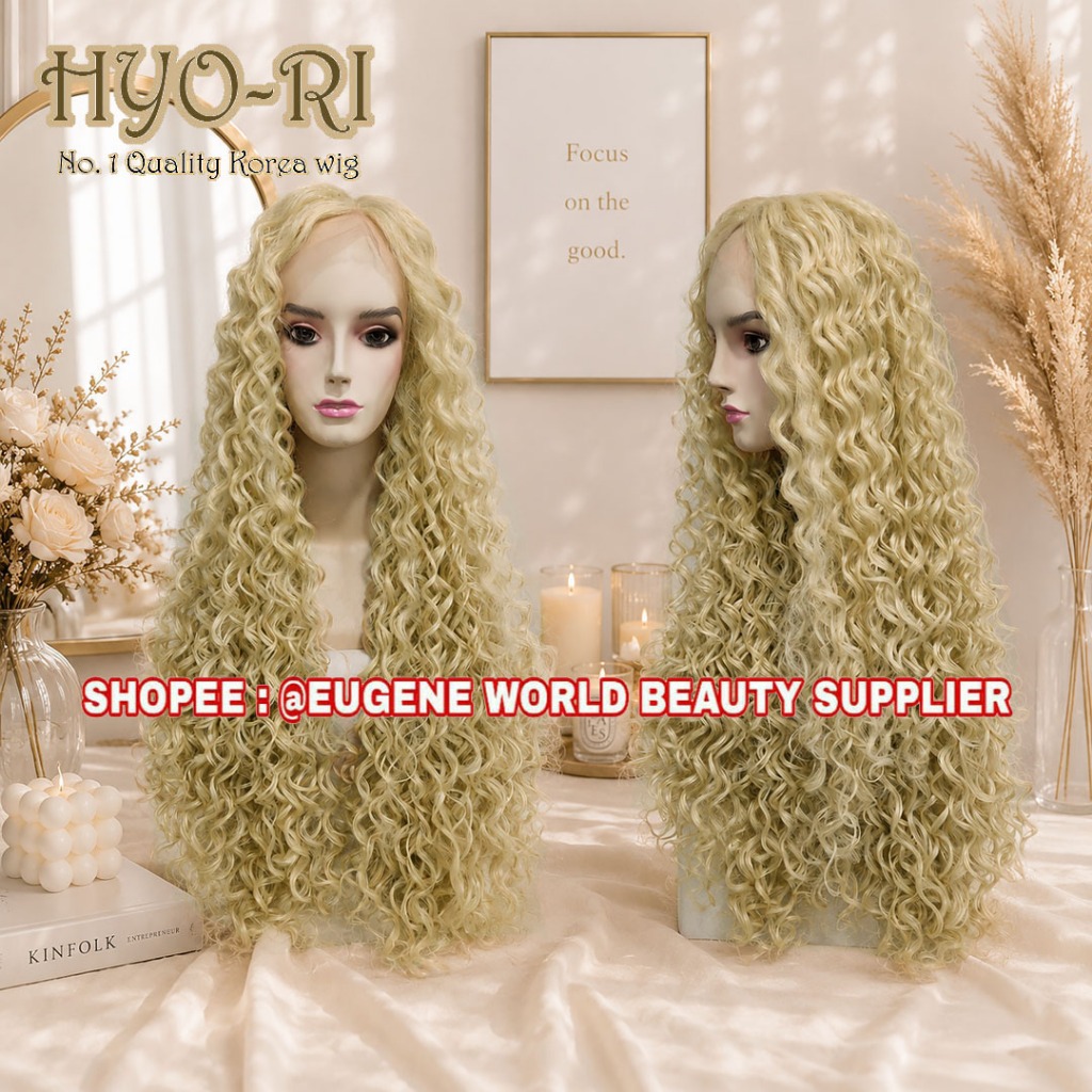 FRONT LACE WIG LACE LONG WIG WANITA RAMBUT PALSU KOREA NATURAL PANJANG CURLY KERITING KOREA KERITING