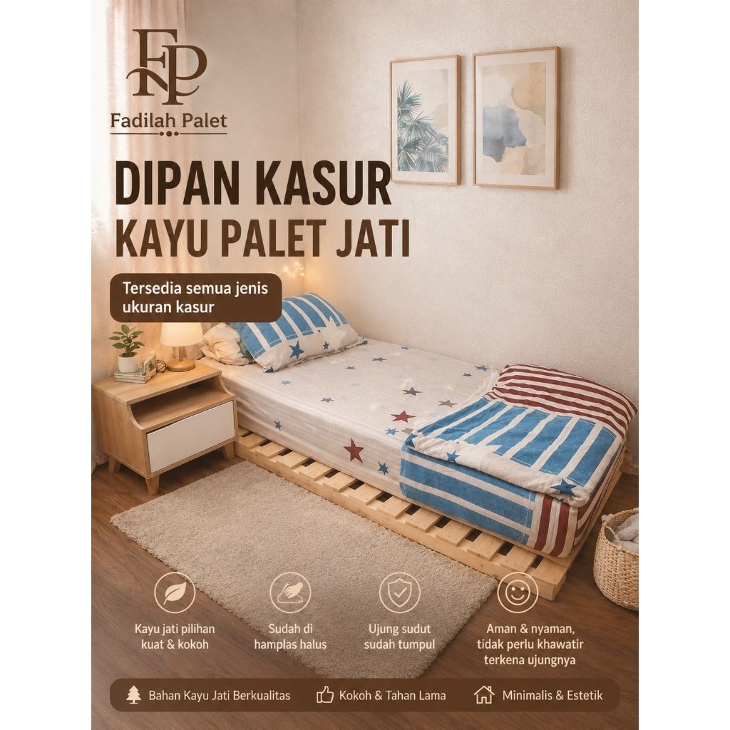 DIPAN KASUR jati belanda ukuran (80cm×200cm×6cm)