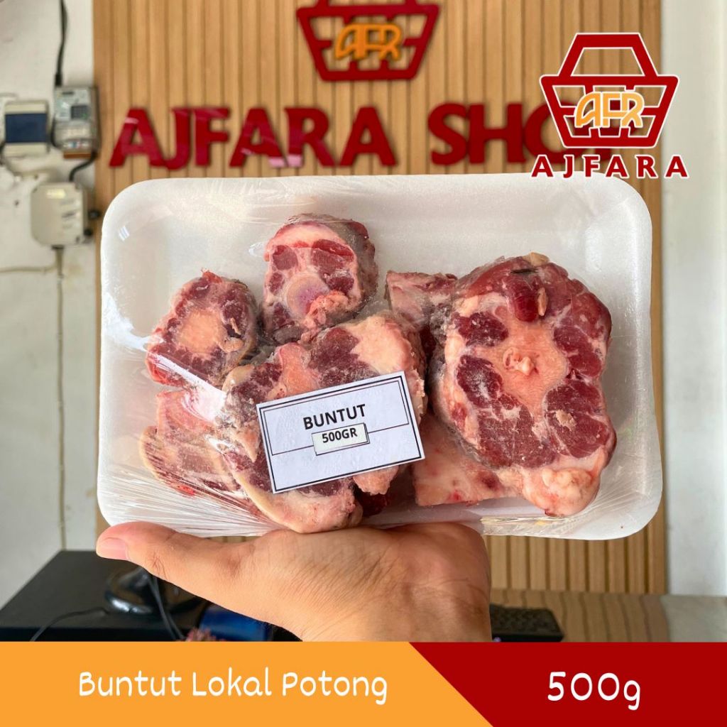 Buntut Sapi Lokal Potong Pilihan 500g - Potongan Ekor Sapi Segar Higienis untuk Sop Buntut Klasik da