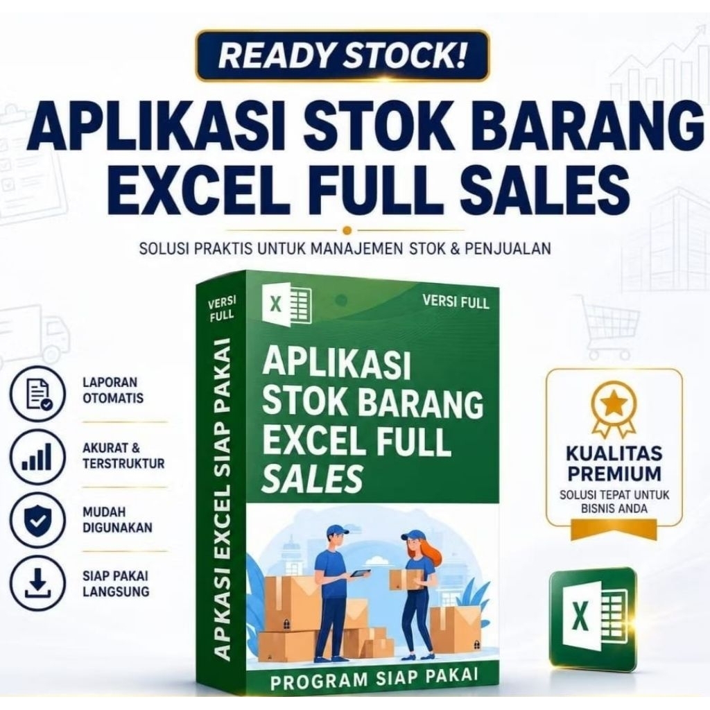 Aplikasi Stok Barang Excel Salesman Reseller Toko Versi Full-Program Siap Pakai Laporan Stok Barang
