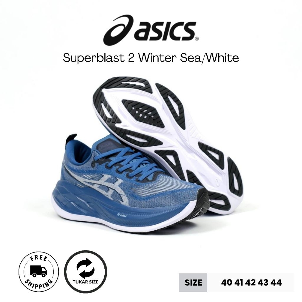 Sepatu Running/Voli Asics Superblast 2 Winter Sea/White