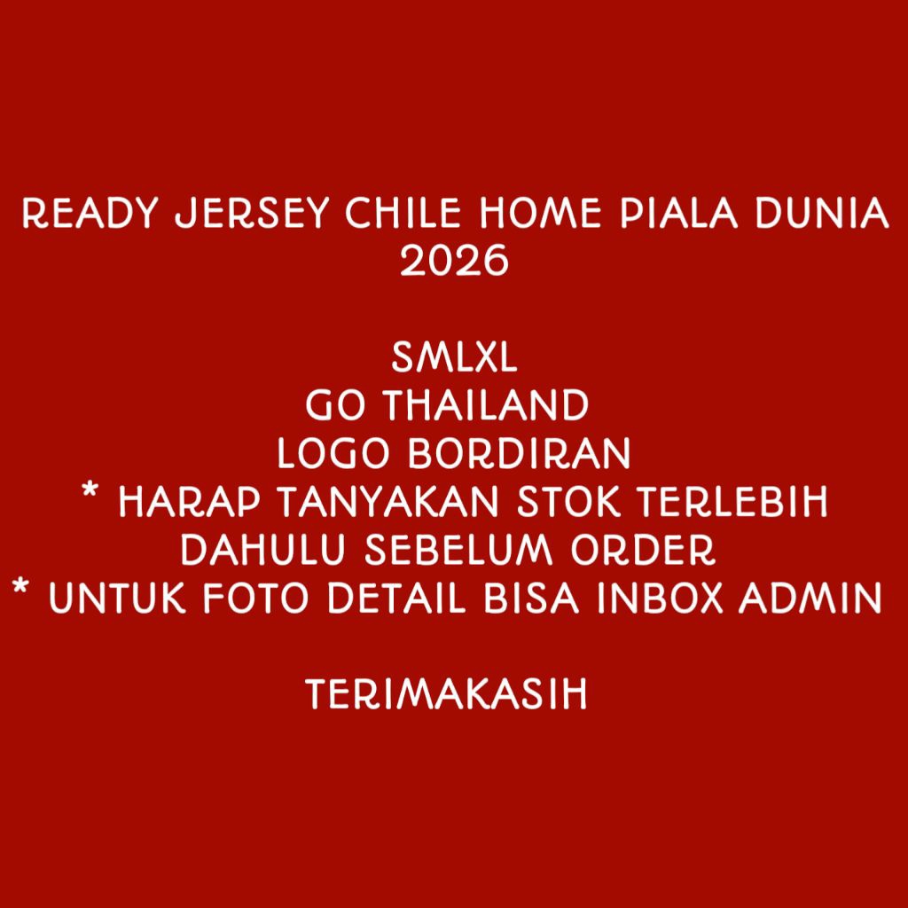 Jersey Bola Chile Home Piala Dunia 2026