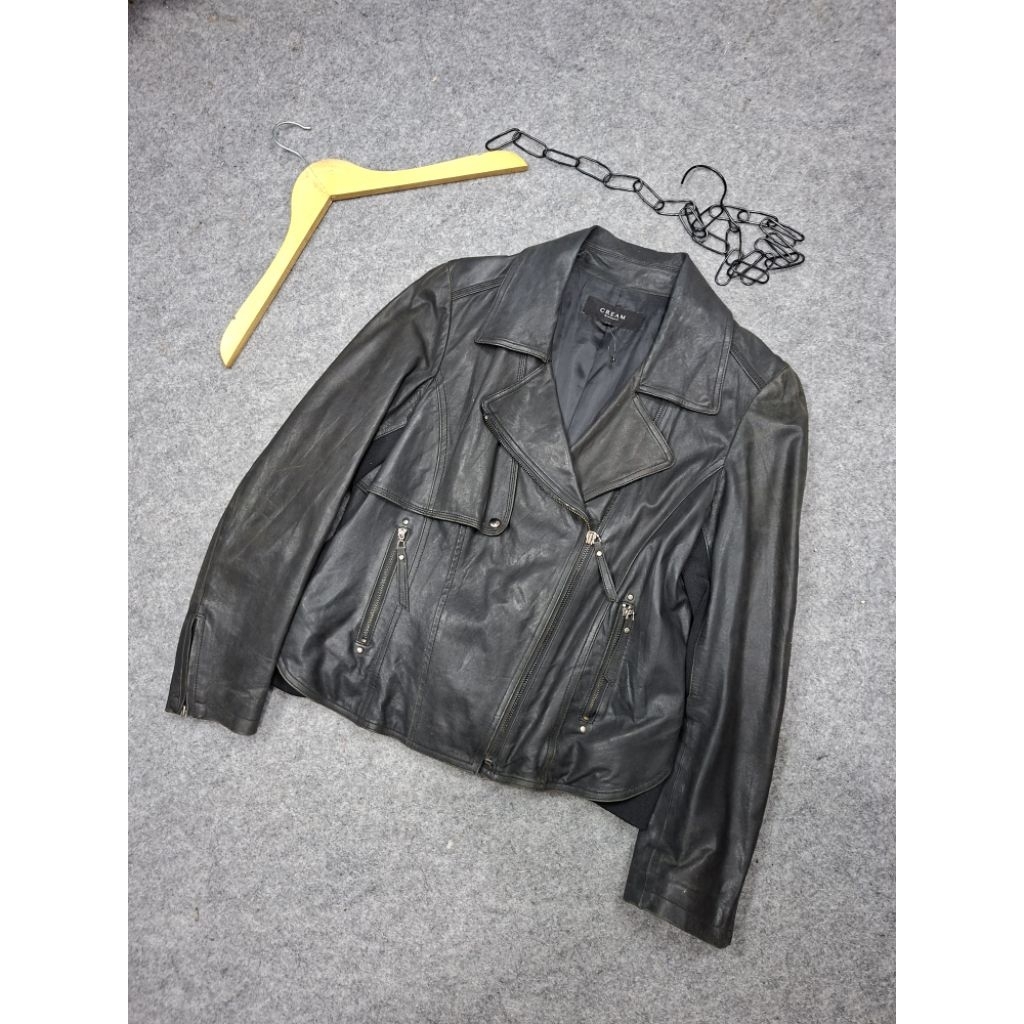 Jaket kulit asli ramones CREAM by MINIMUM (LD 95 P55)