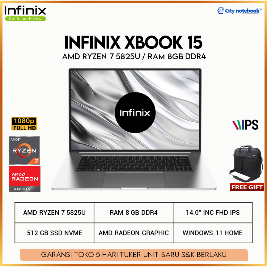 INFINIX XBOOK 15 RYZEN 7-5825U 8GB 512GB W11 15.6 FHD IPS