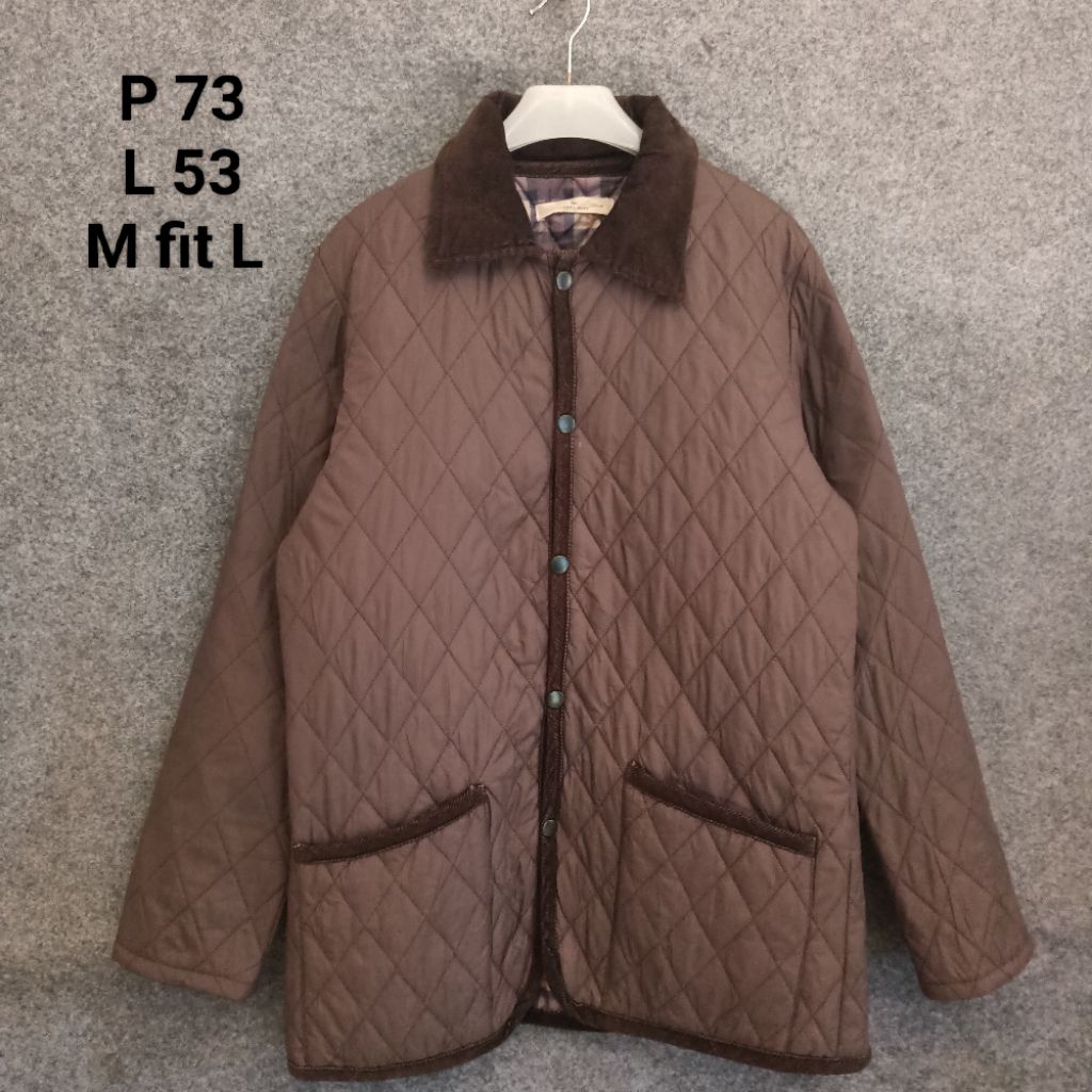 jaket quilted global work warna coklat tua