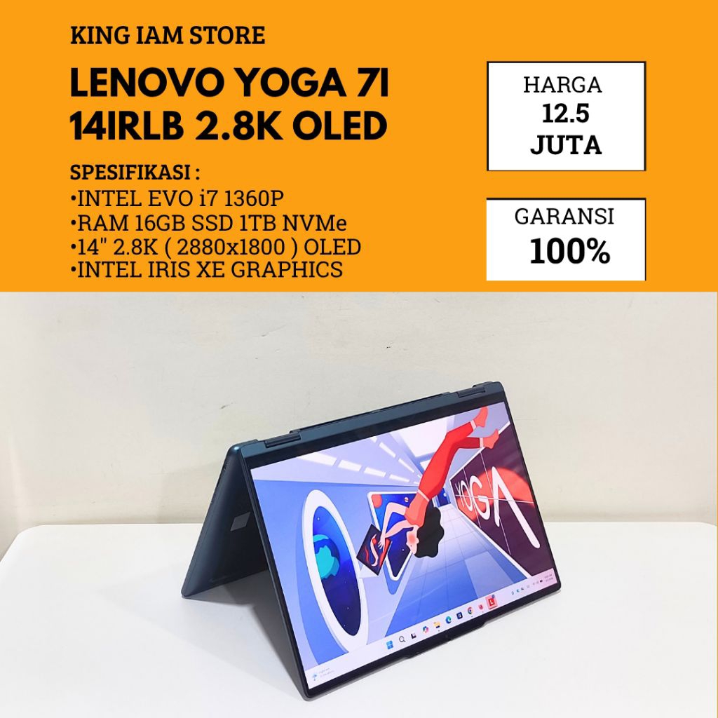 LENOVO YOGA 7I 14IRLB OLED INTEL EVO i7 RAM 16GB SSD 1TB NVMe LAYAR 2.8K OLED TOUCHSCREEN | KING IAM