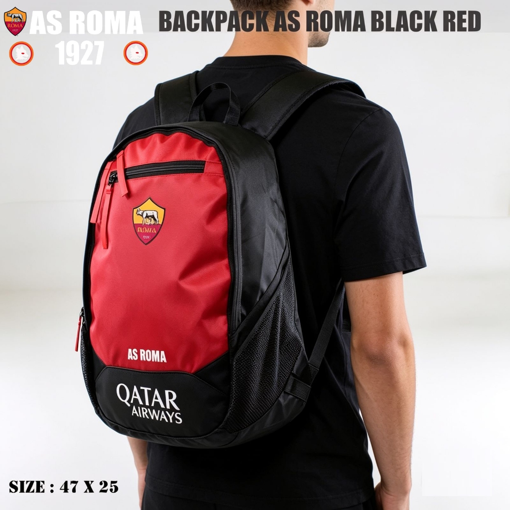 TAS GENDONG AS ROMA - BACKPACK KLUB BOLA AS ROMA - TAS LAPTOP LIGA ITALY AS ROMA