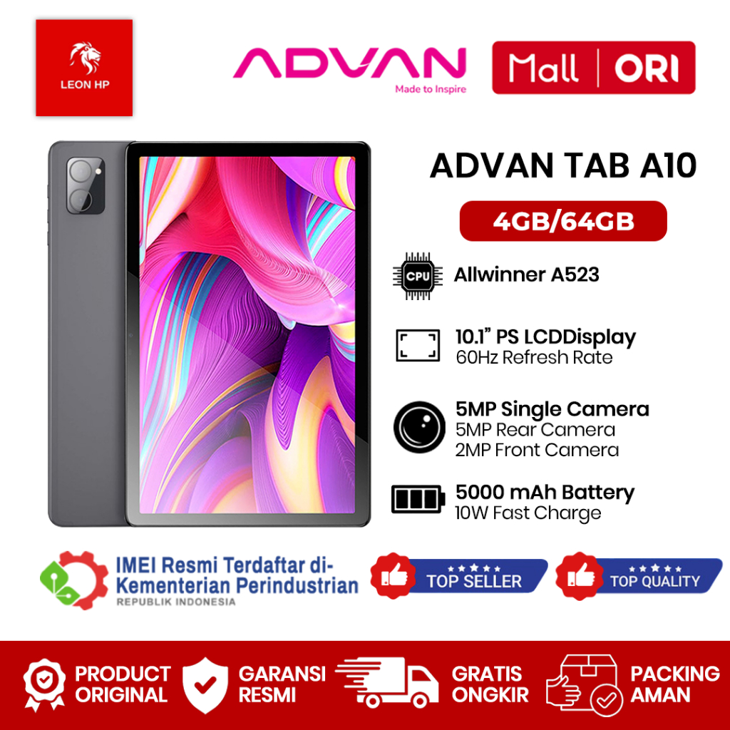 Advan Tab A10 4GB+64GB - Garansi Resmi 1 Tahun
