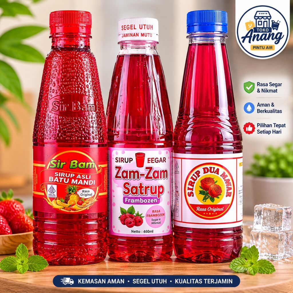 Sirup Merah Aneka Merek Minuman Segar untuk Es Buah, Es Campur & Sirup Rumahan
