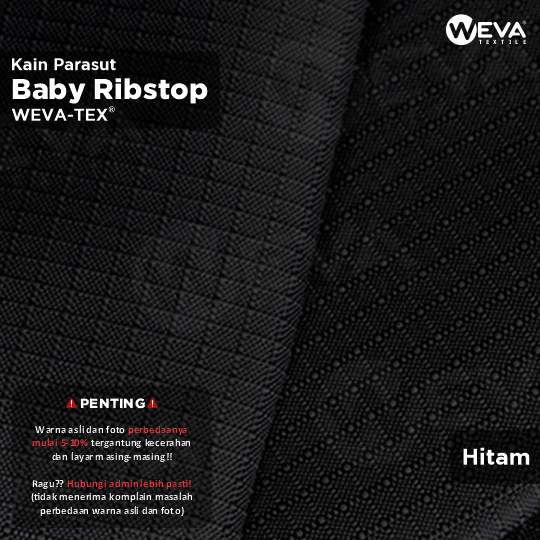 BABY RIBSTOP Bahan Kain Micro Ribstop Kain Jaket Parasut Waterproof Hitam 2