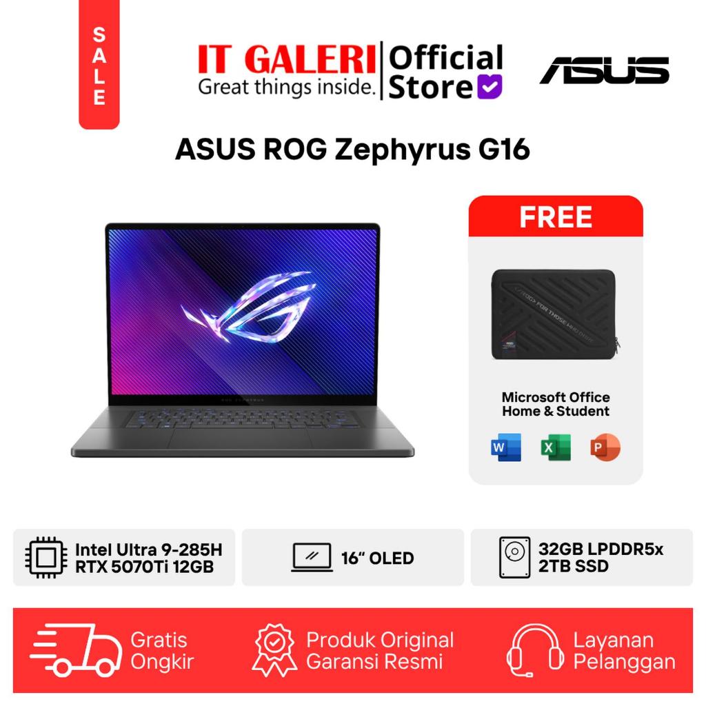 SUS ROG Zephyrus G16 | GU605CR-I9NT7OL6G-HM | Intel Core Ultra 9-285H | RTX5070TI 12GB | RAM 32GB | 