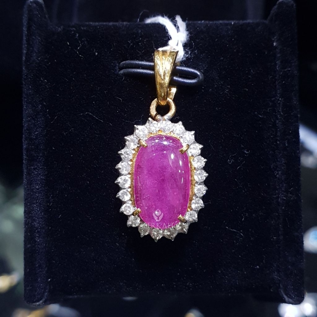 Liontin emas berlian asli natural diamond batu ruby