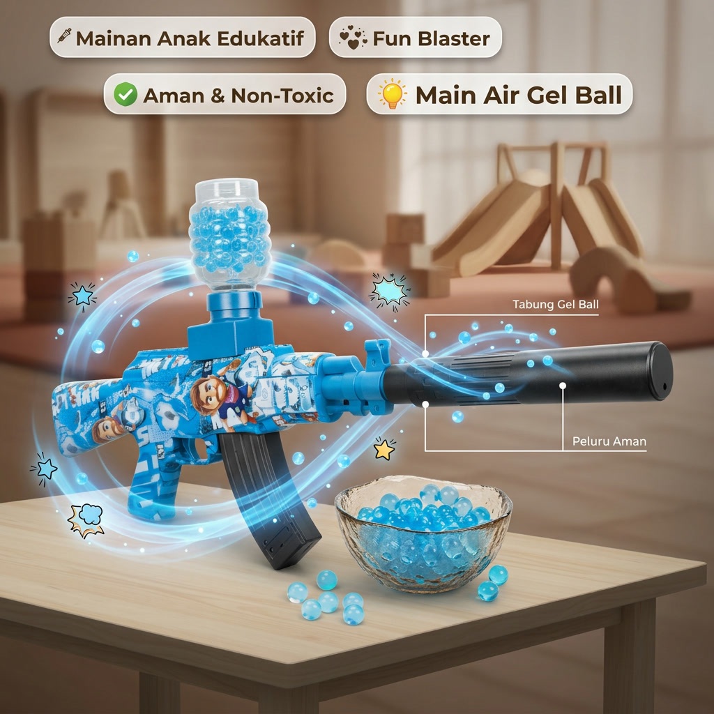 mainan anak water gel elektrik jelly blaster ak 47 ultra long dan m416 panjang 56cm batre tanam 7,4 