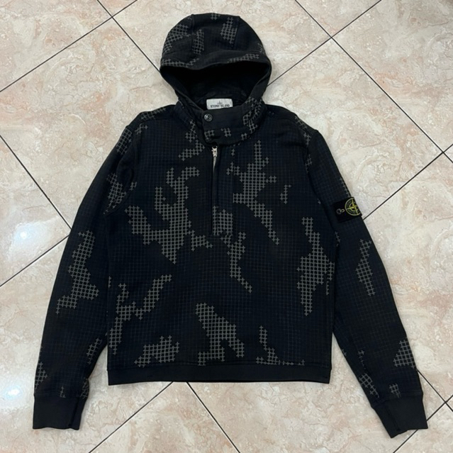 HALF ZIP HOODIE STONE ISLAND CAMO GRID