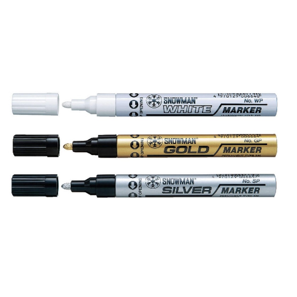 Snowman White/gold/silver paint Marker / spidol warna