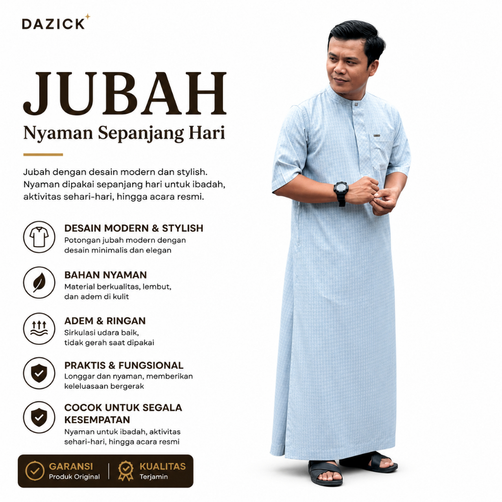 Gamis Pria Muslim Motif Kotak Kecil