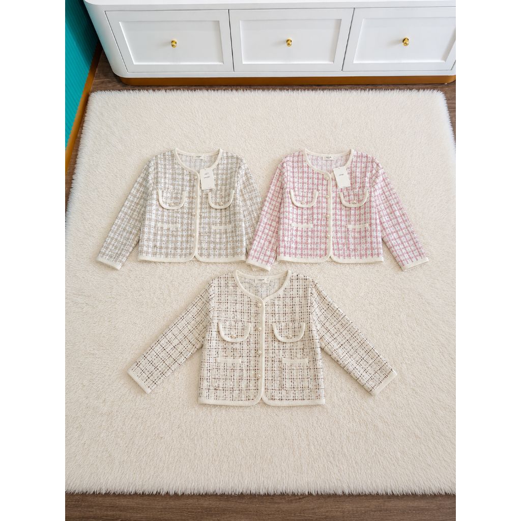 Cardigan Tweed Import Premium Wanita