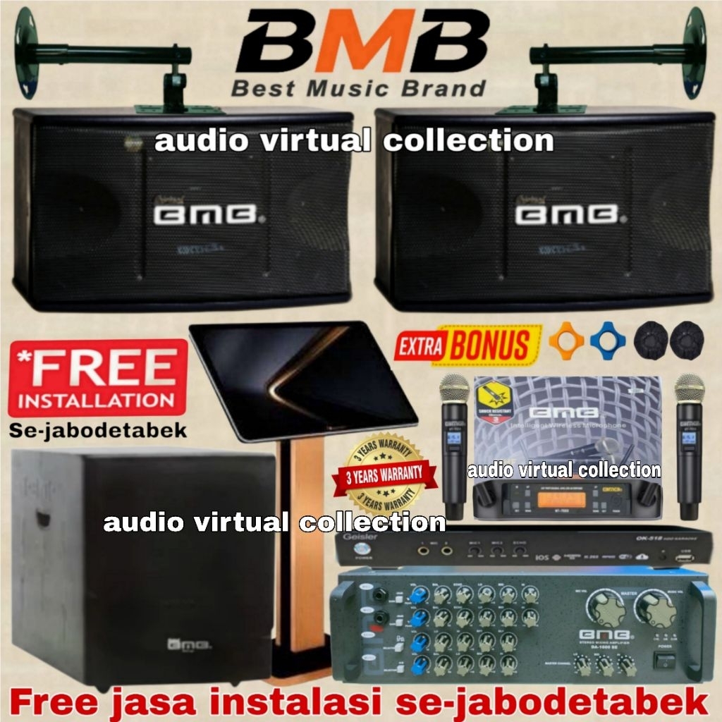 Paket karaoke speaker full set BMB 10inch ( Full set I  )