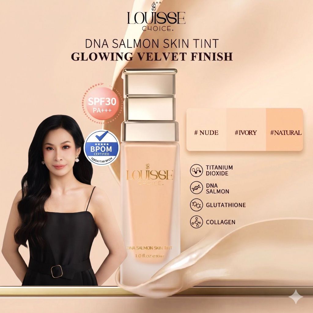 [VO] LOUISSE CHOICE DNA SALMON SKIN TINT SPF 30 PA+++ Foundation Cream Beauty Full Coverage Up To 24