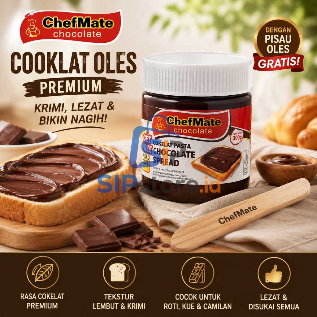 Chefmate Spread Jar Dark Cokelat Oles Premium Selai Coklat Hitam Pekat Isi Topping Roti Bakar Croiss