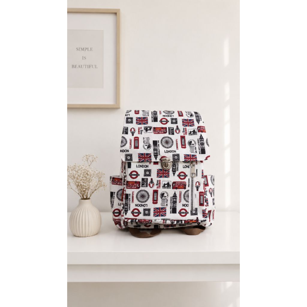 Tas Ransel Kanvas Motif London