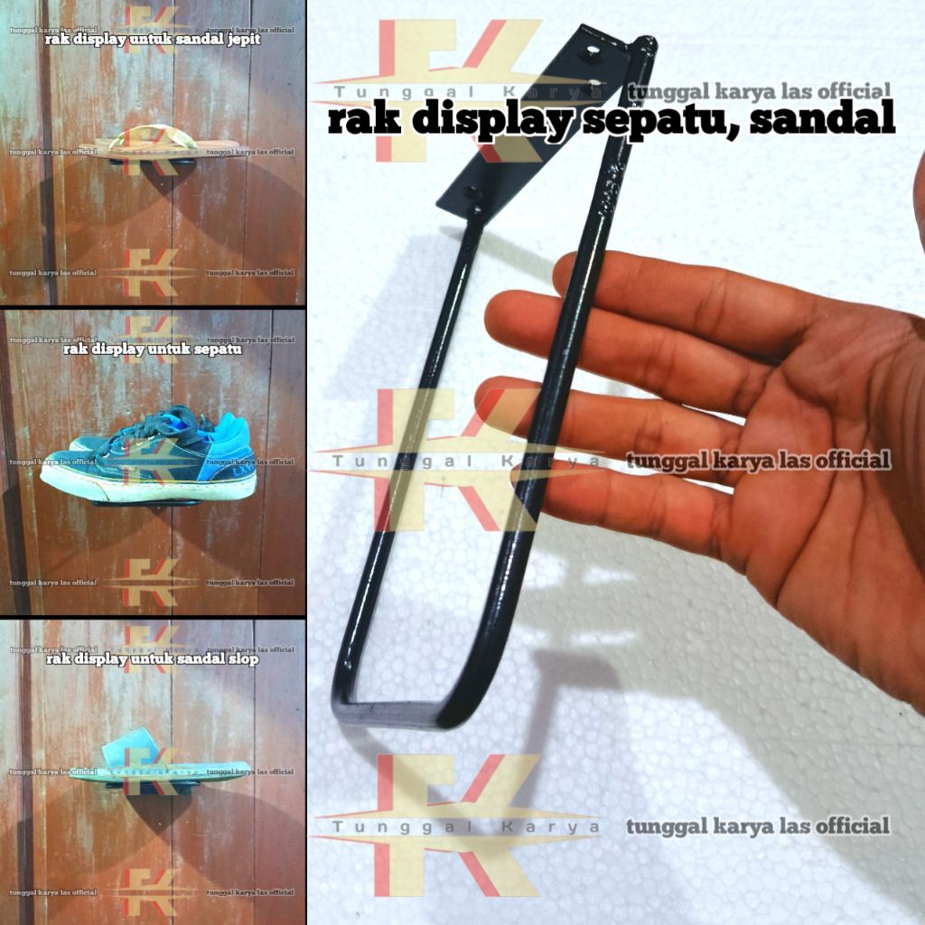 Rak Sepatu Sandal Tempel Melayang Display Gantung Besi Beton Nempel Dinding Tempat Tatakan Sepatu