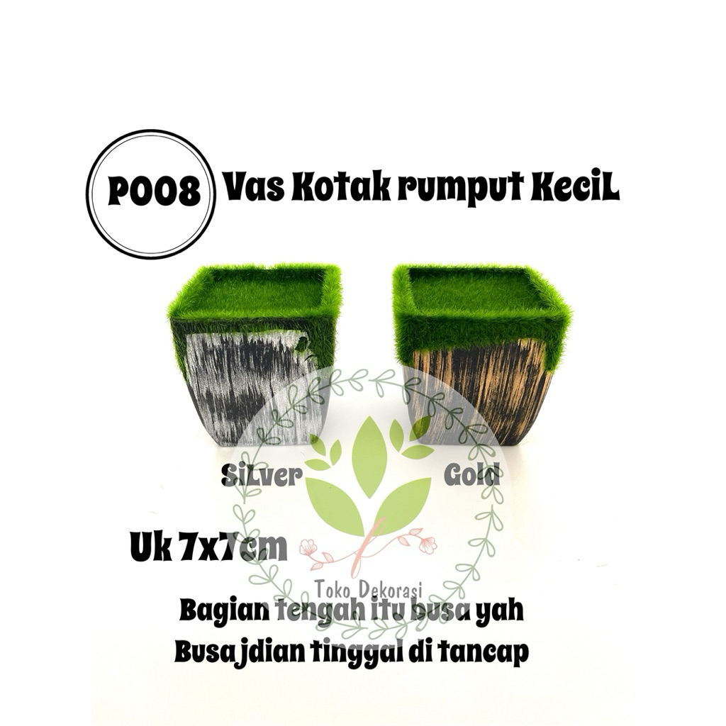 Dekorasi Vas bunga / Pot bunga Rumput Lumut Foam Metalic Bulat / Kotak