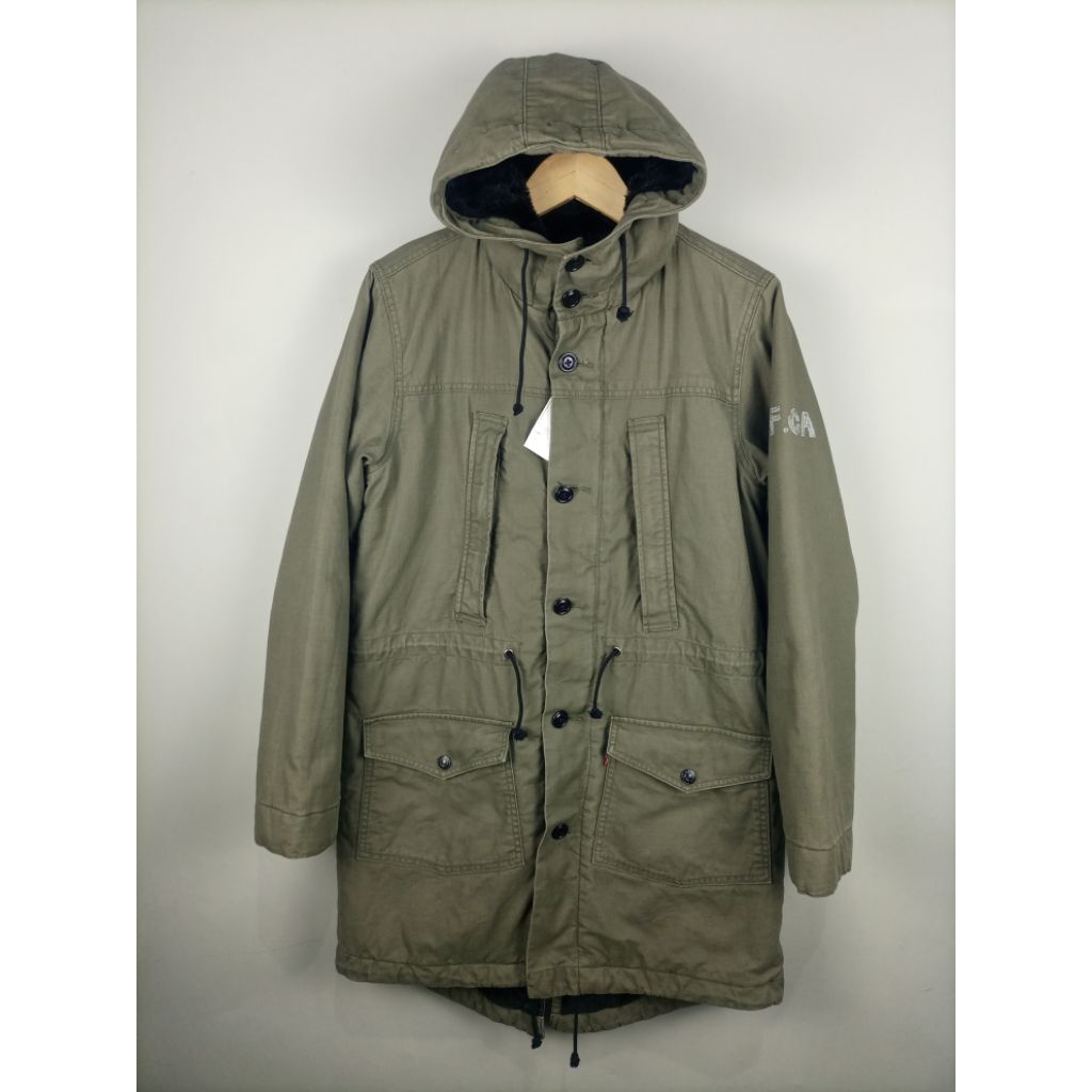 Jaket Levi's Parka Fishtail Kanvas Tebal Vintage Original_Jaket Levis Parka_Hijau Army_Size M fit L